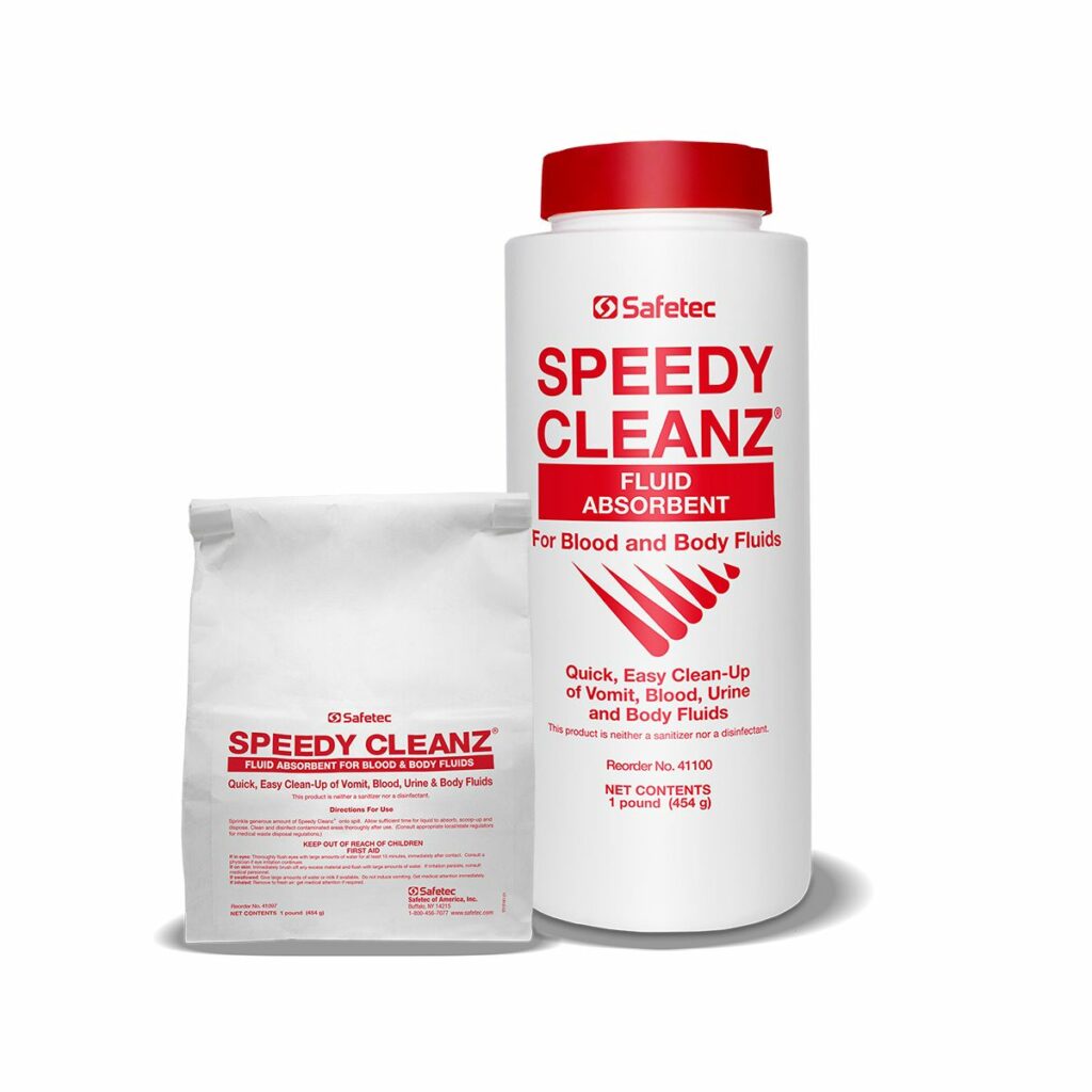 Speedy Cleanz shaker top bottle and bag